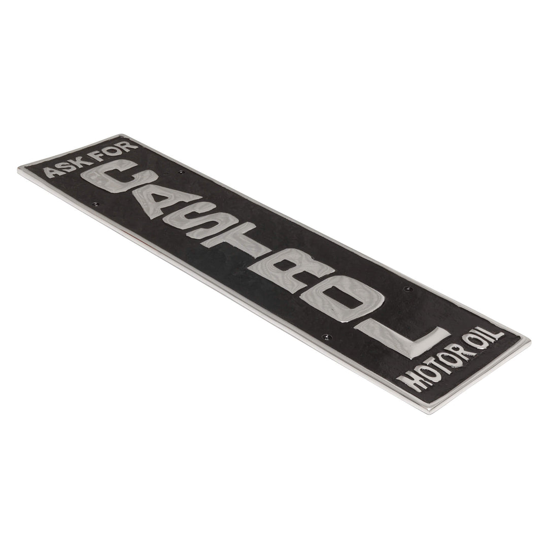 Castrol Ask For Black Aluminium Cast Iron Wall Sign