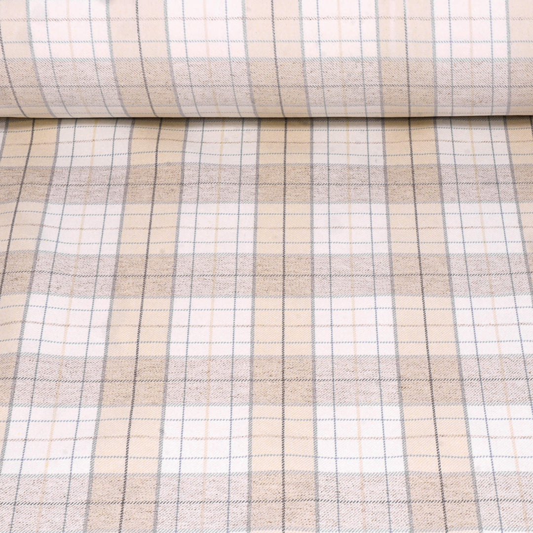 Clearance Next Natural Check FR Upholstery Fabric