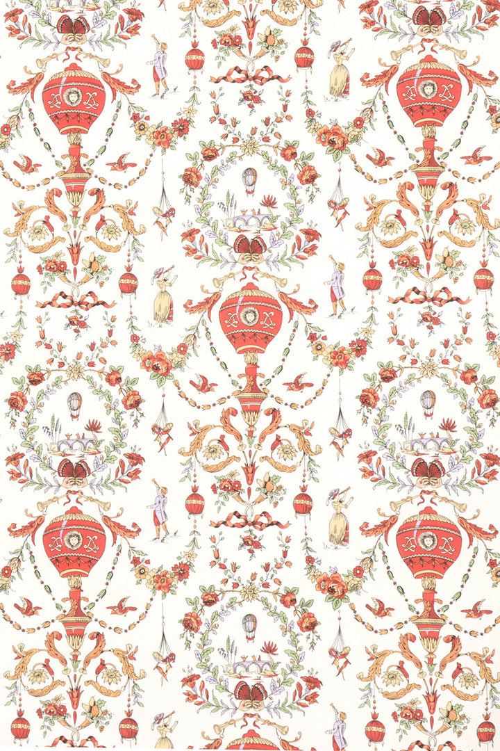 Village Parade Toile Red On White Double Width Fabric
