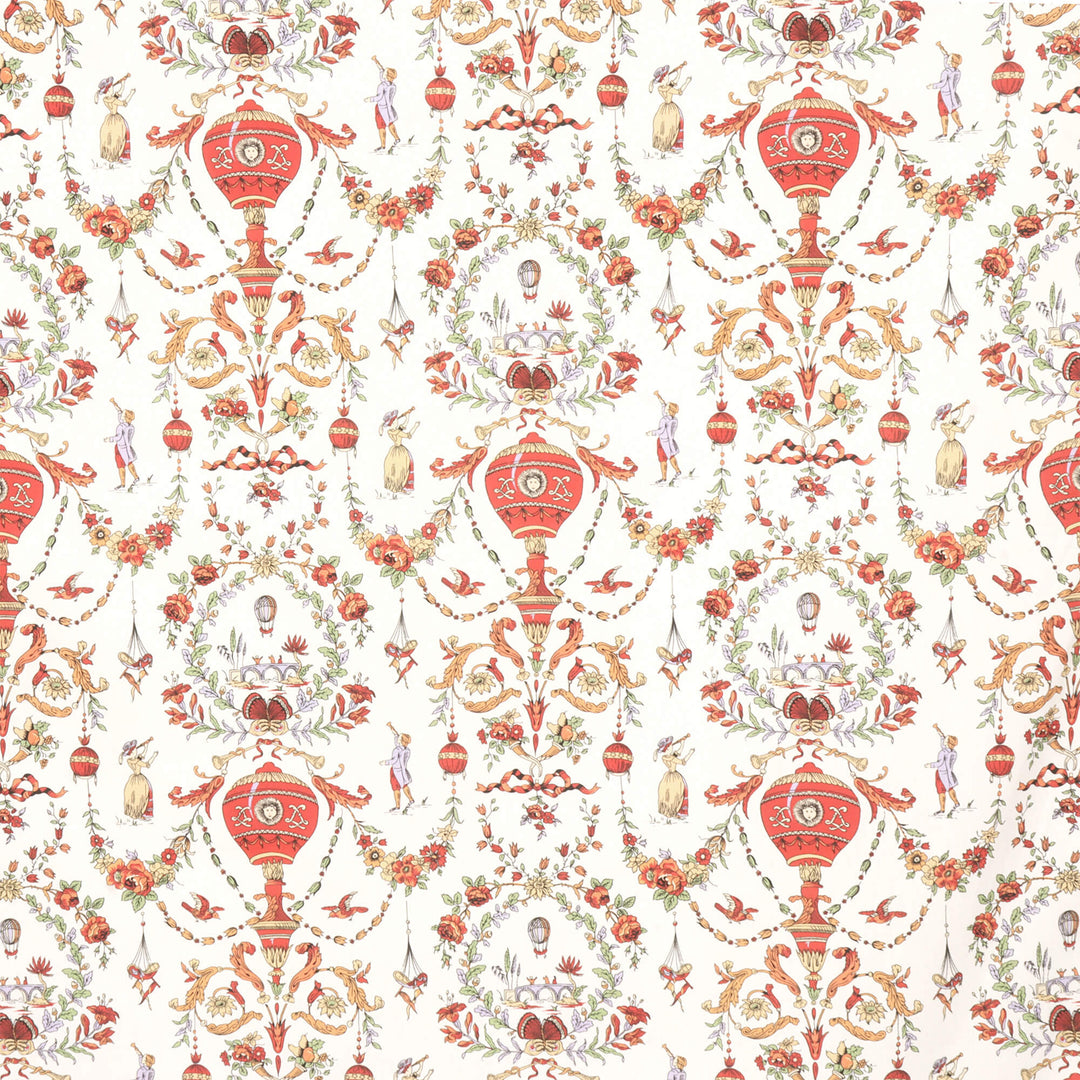 Village Parade Toile Red On White Double Width Fabric
