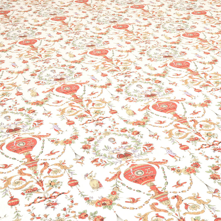 Village Parade Toile Red On White Double Width Fabric