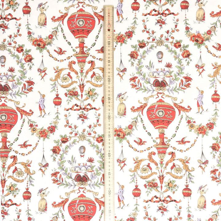 Village Parade Toile Red On White Double Width Fabric