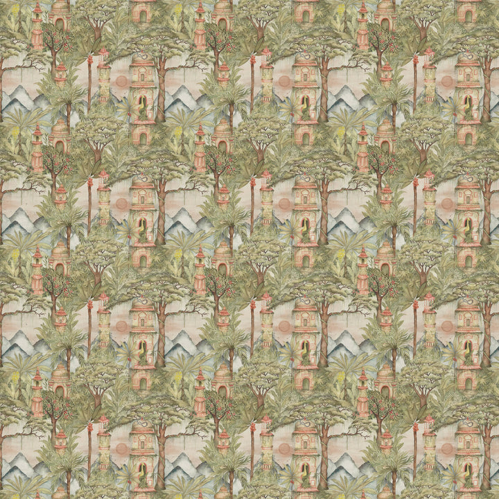 Voyage Eden Ruins Green Fabric