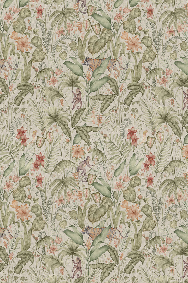 Voyage Tropical Utopia Green Fabric