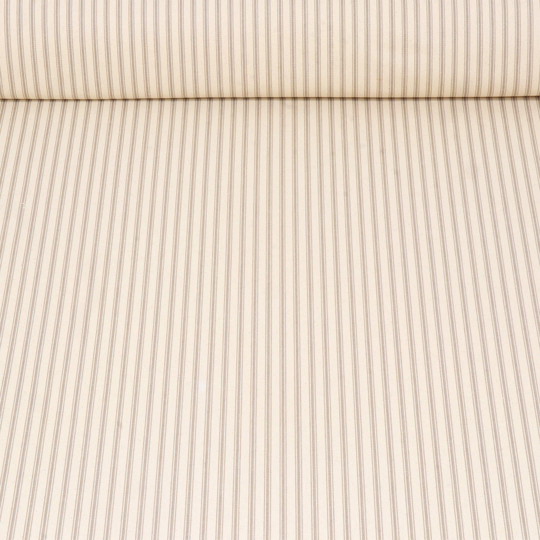 Foy Ticking Stripe Taupe Fabric