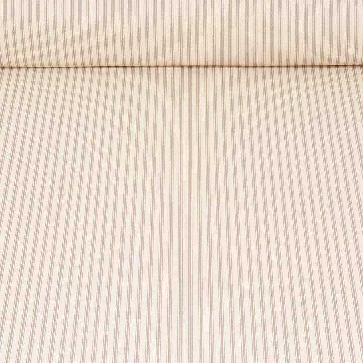 Foy Ticking Stripe Taupe Fabric