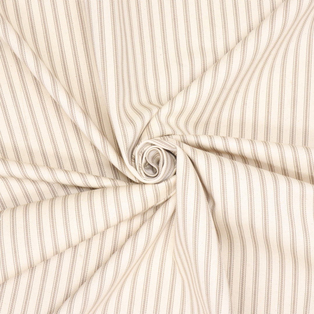 Foy Ticking Stripe Taupe Fabric
