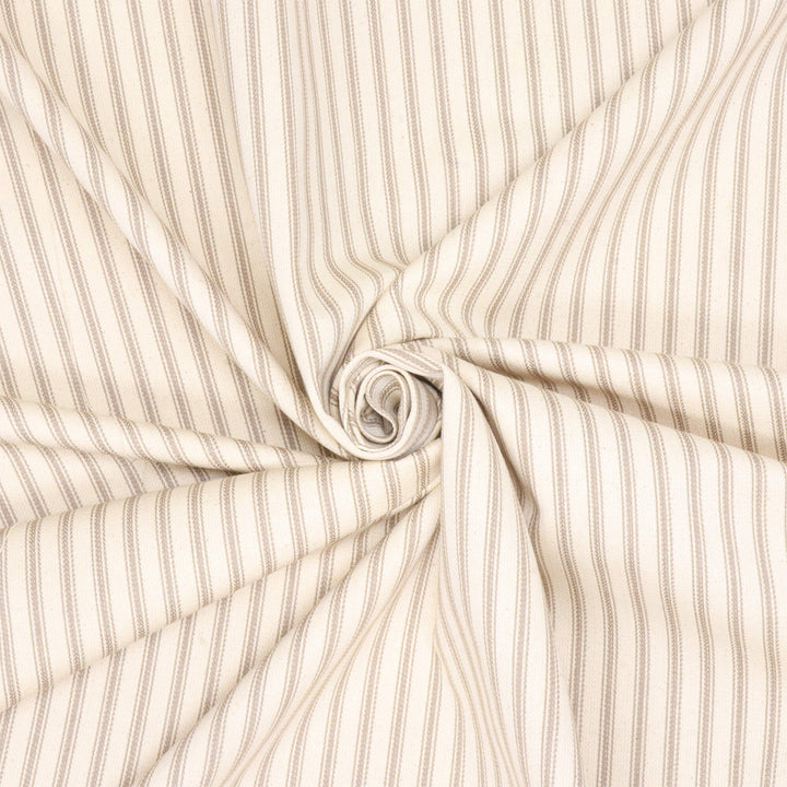 Foy Ticking Stripe Taupe Fabric