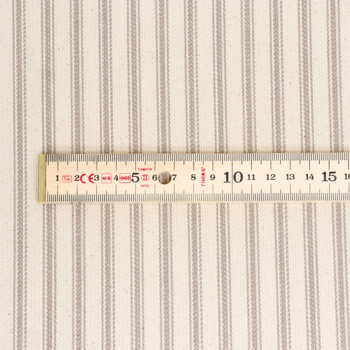 Foy Ticking Stripe Taupe Fabric