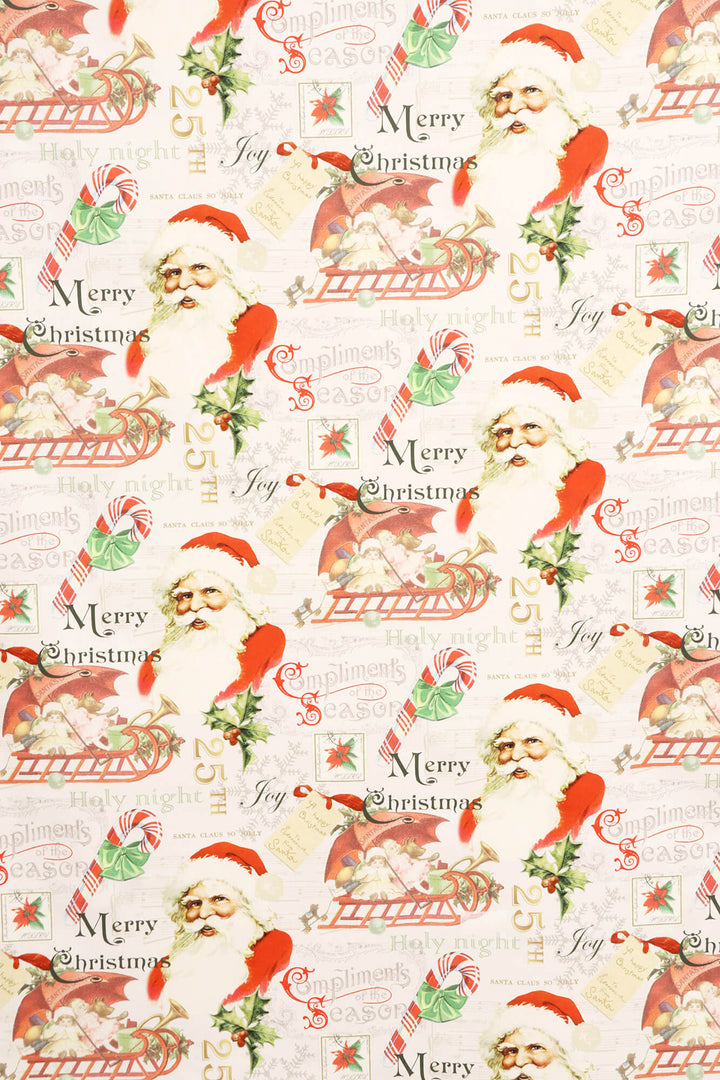 Vintage Santa Claus Natural Fabric