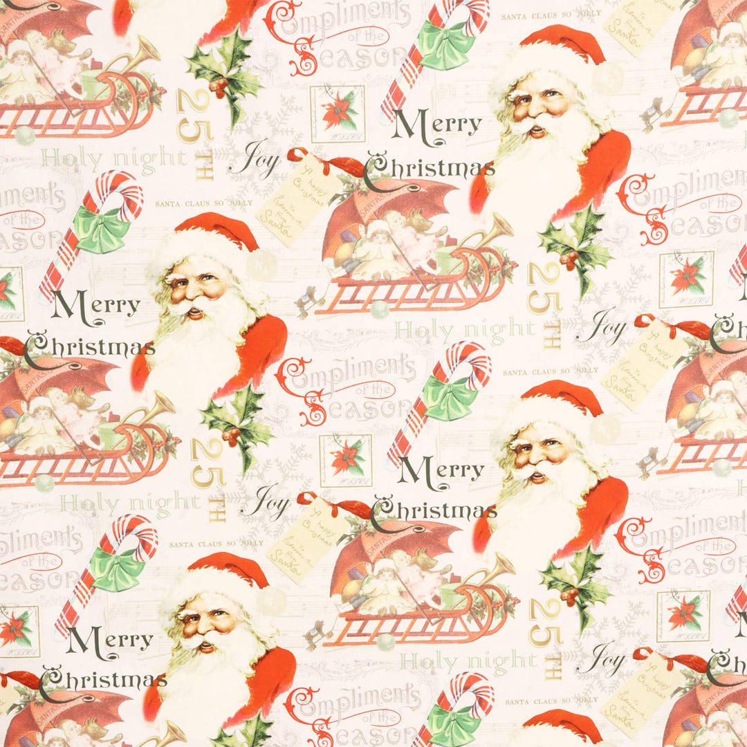 Vintage Santa Claus Natural Fabric