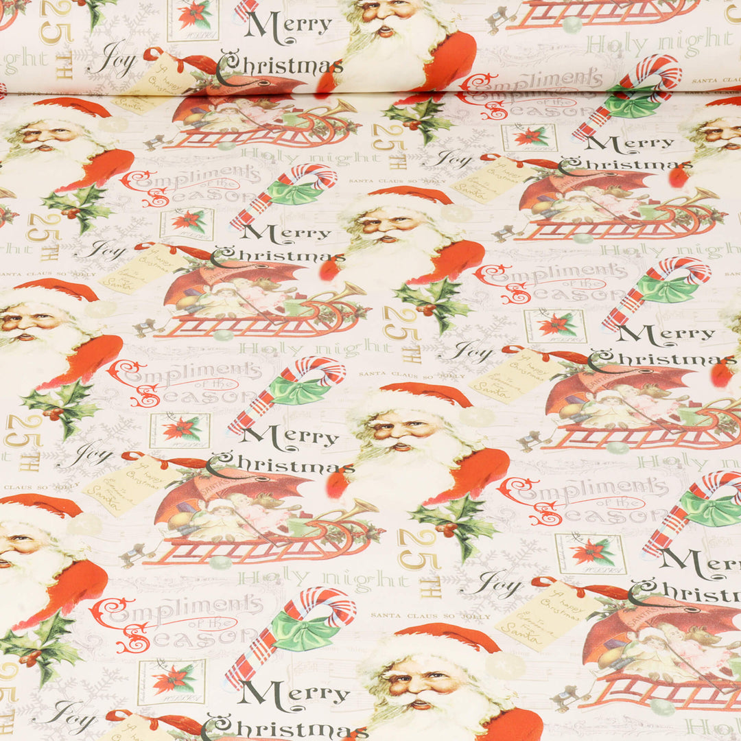 Vintage Santa Claus Natural Fabric