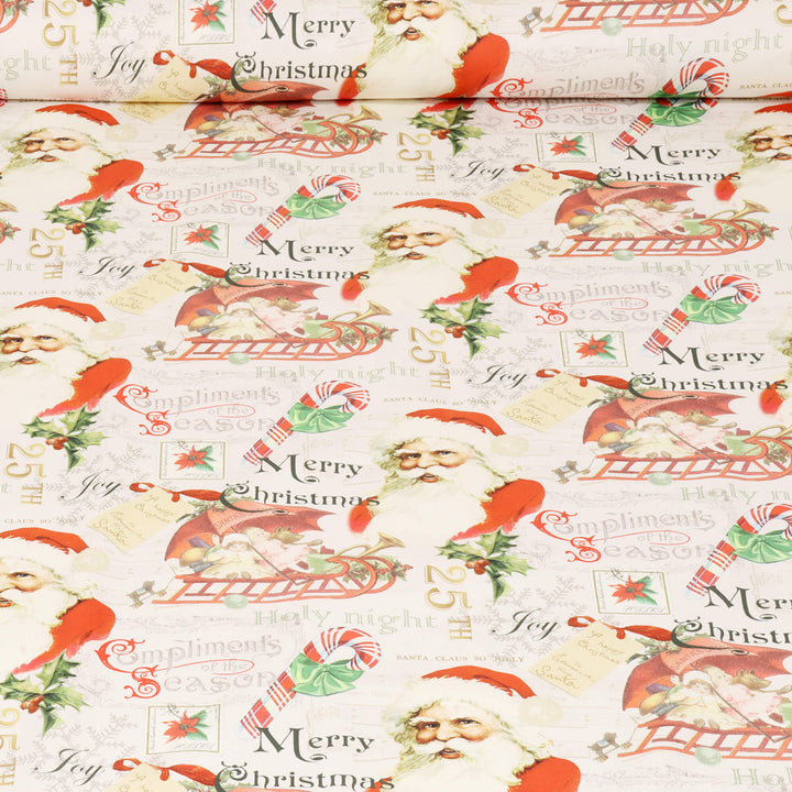 Vintage Santa Claus Natural Fabric