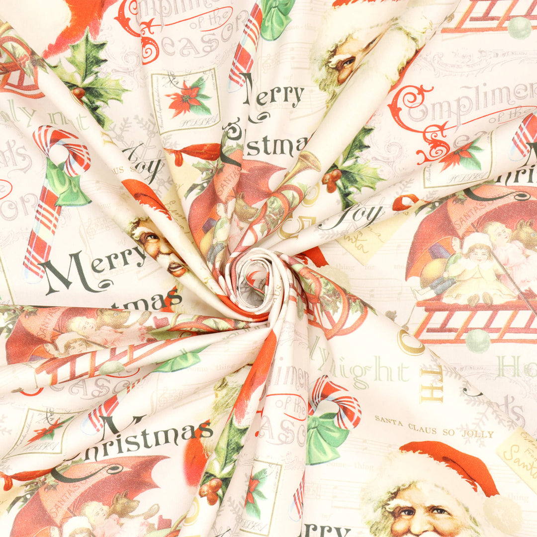 Vintage Santa Claus Natural Fabric