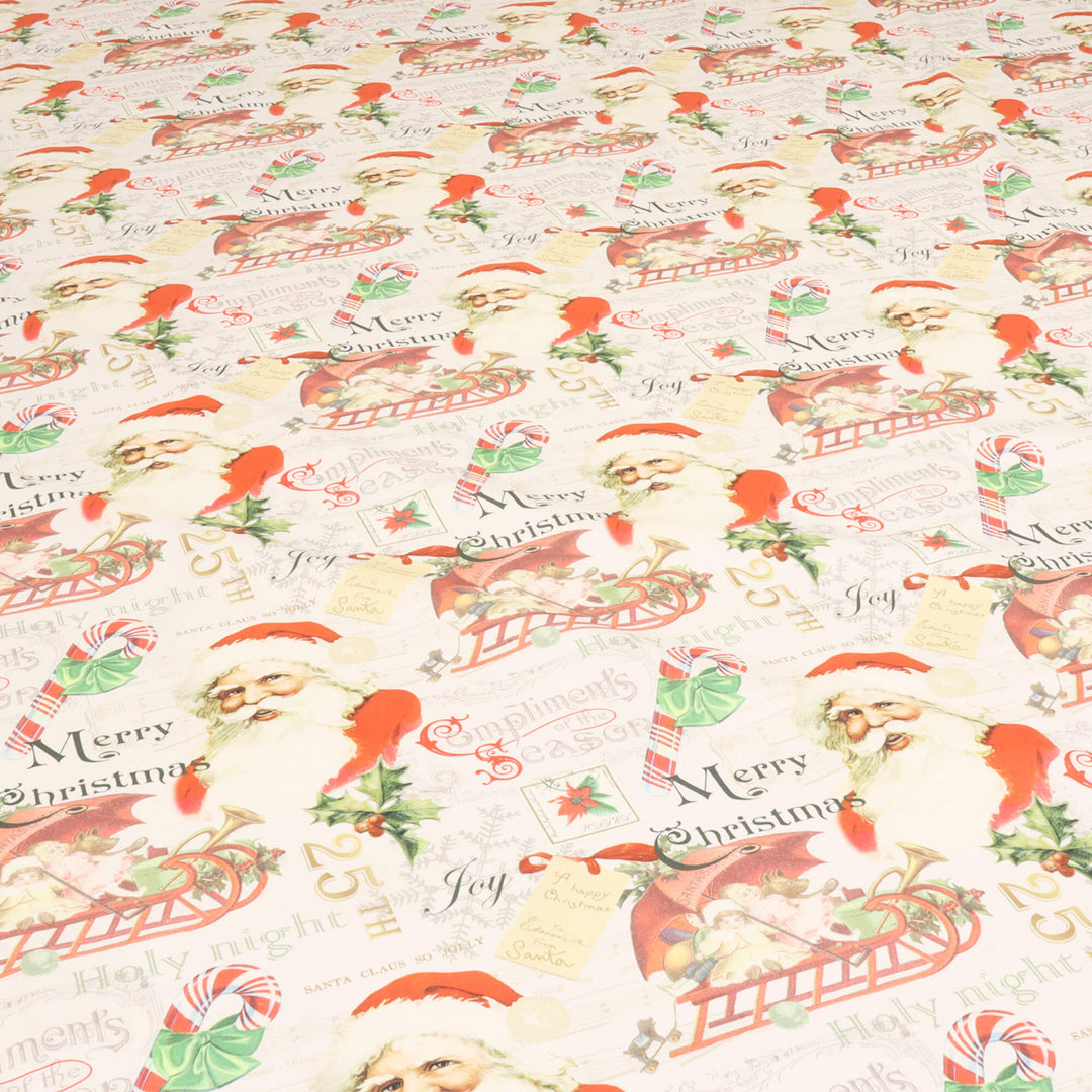 Vintage Santa Claus Natural Fabric