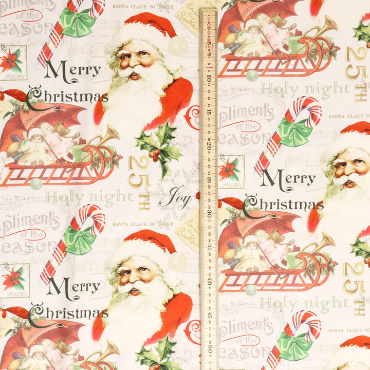 Vintage Santa Claus Natural Fabric