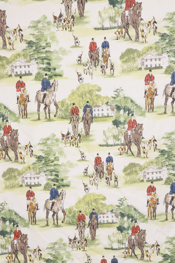 Crosby Hunting Horse & Hound Double Width Natural Fabric