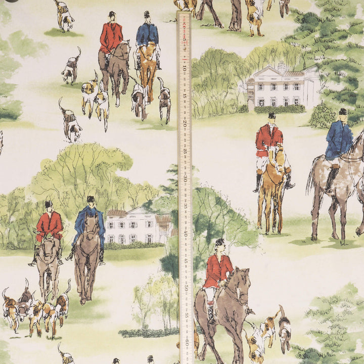Crosby Hunting Horse & Hound Double Width Natural Fabric