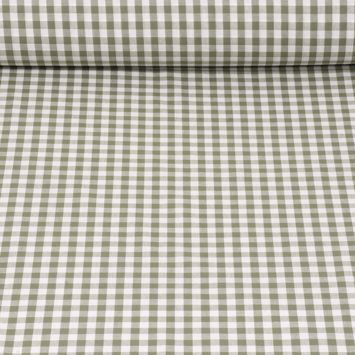 Studio Gingham Khaki Green Fabric