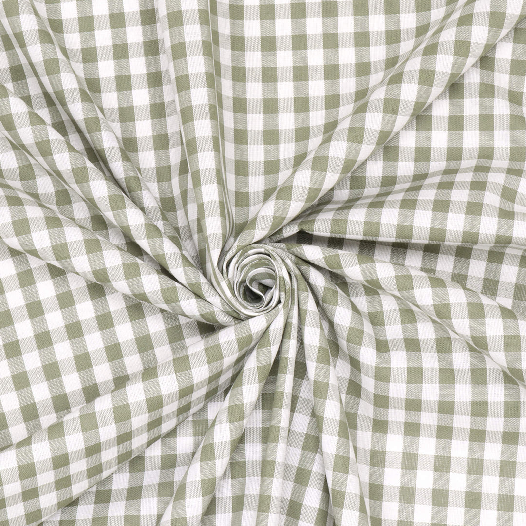 Studio Gingham Khaki Green Fabric