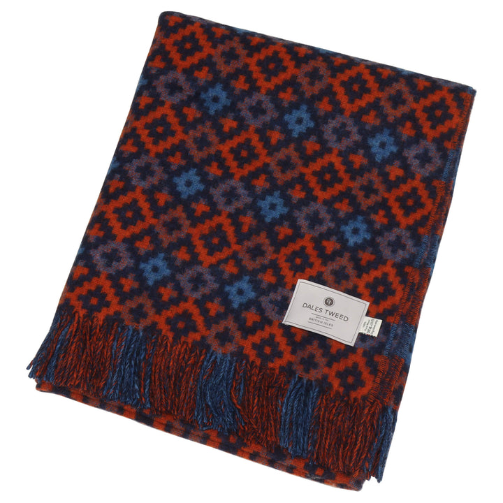 Dales By Moon Dartmouth Wool Throw Navy/Brick