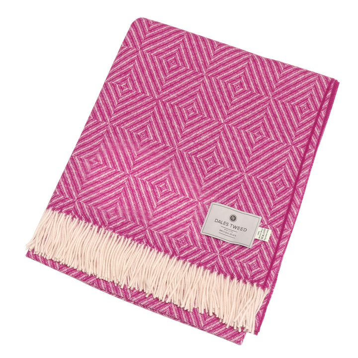 Dales By Moon Bright Diamond Merino Wool Throw Fuschia