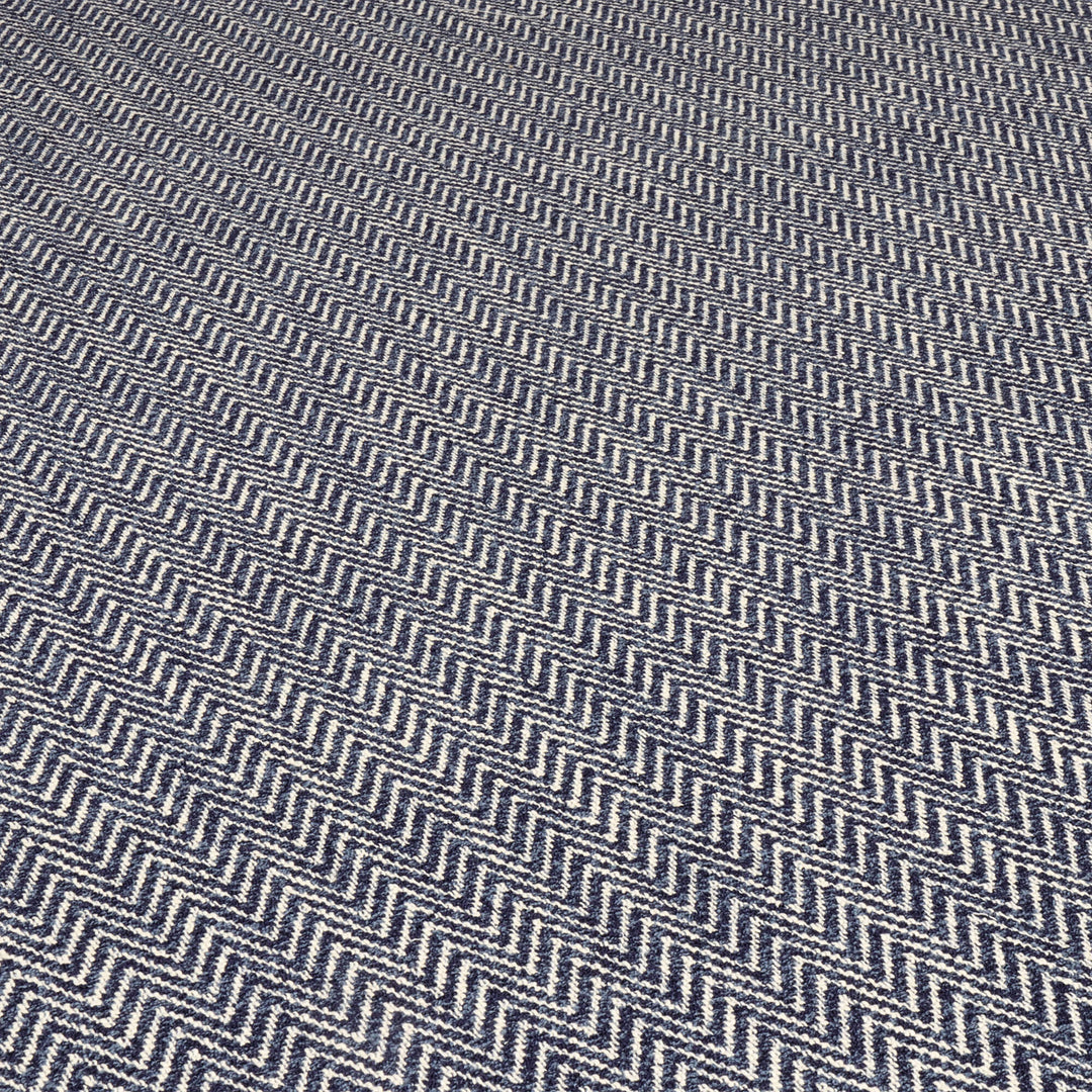 Malaga Herringbone Stripe Ink Blue Fabric