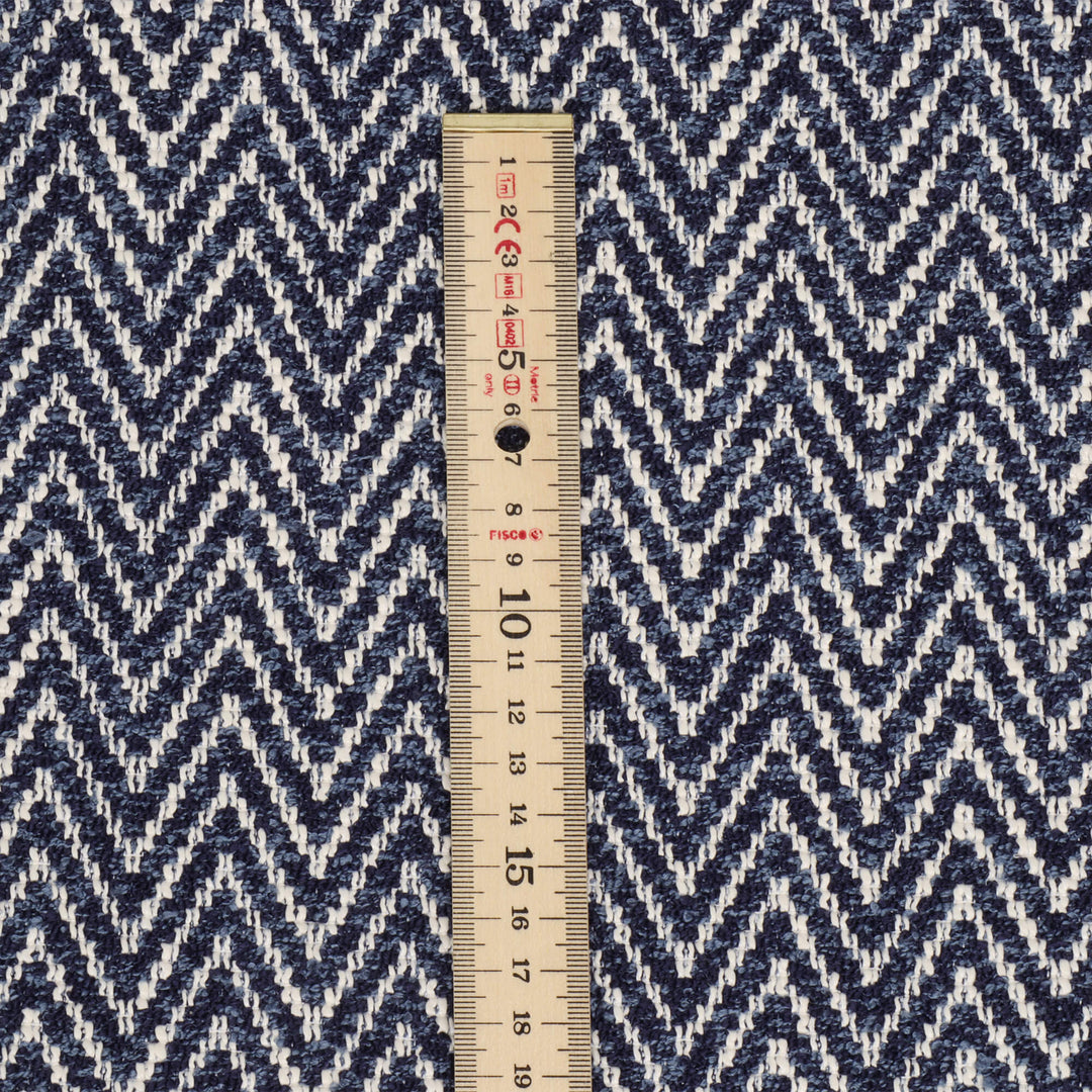 Malaga Herringbone Stripe Ink Blue Fabric