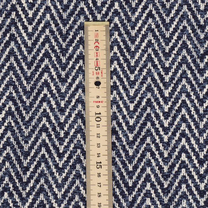 Malaga Herringbone Stripe Ink Blue Fabric