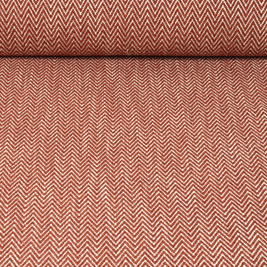 Malaga Herringbone Stripe Terracotta Fabric