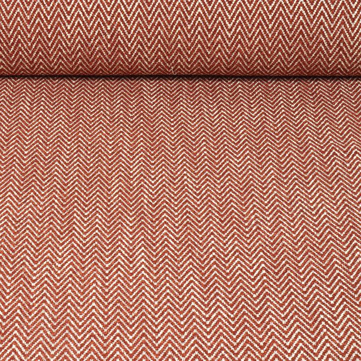 Malaga Herringbone Stripe Terracotta Fabric