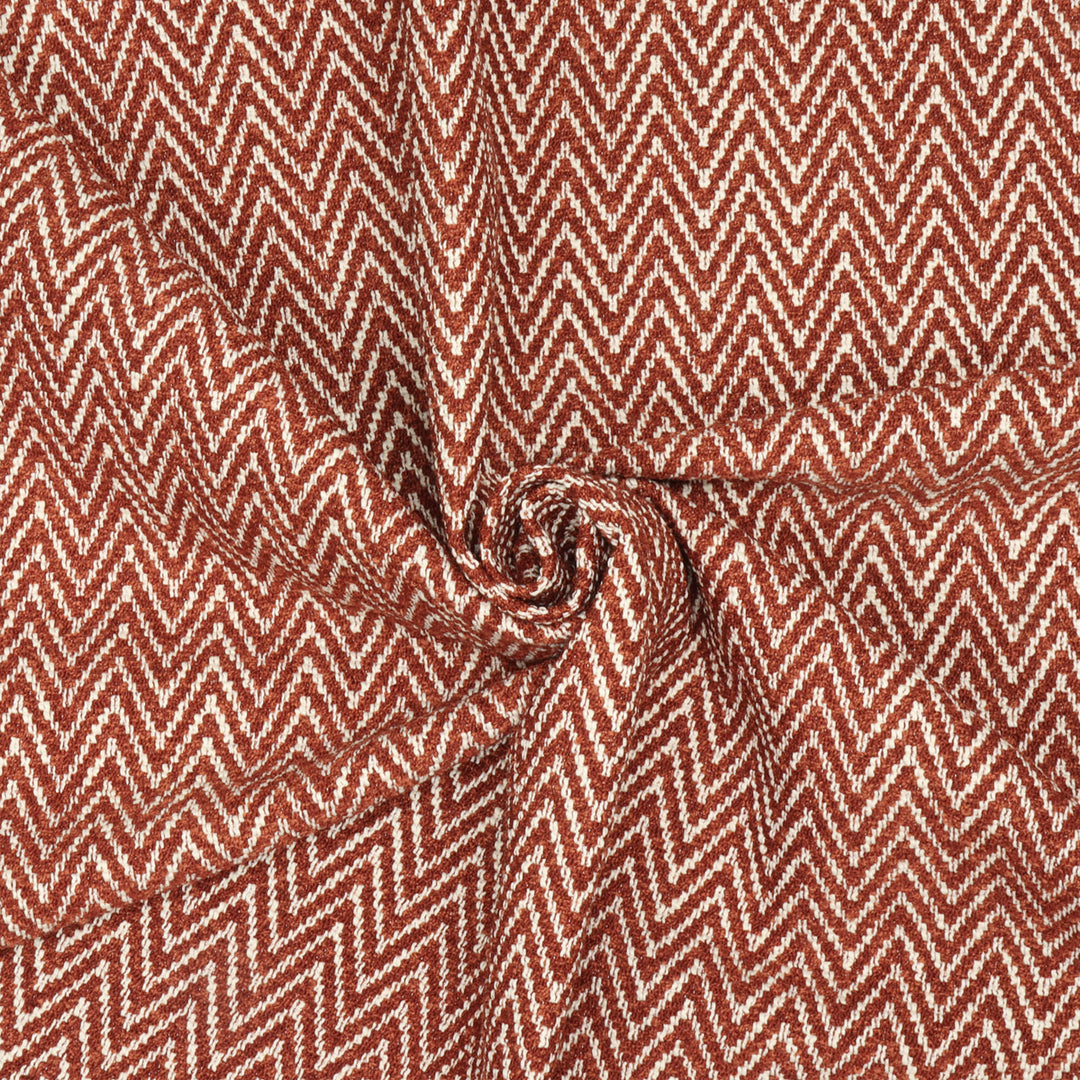 Malaga Herringbone Stripe Terracotta Fabric