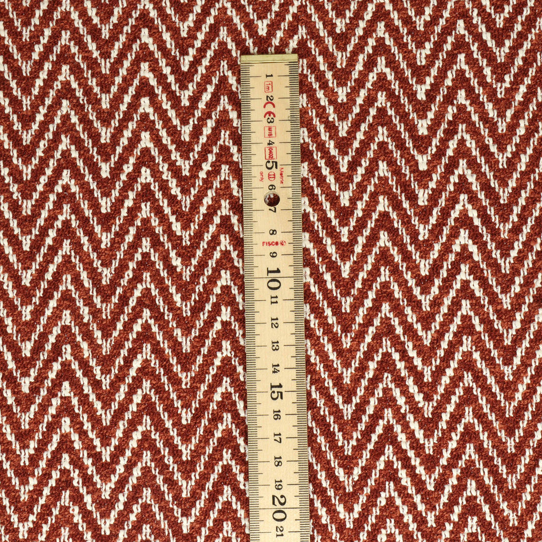 Malaga Herringbone Stripe Terracotta Fabric