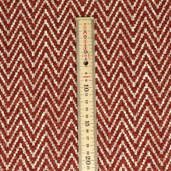 Malaga Herringbone Stripe Terracotta Fabric