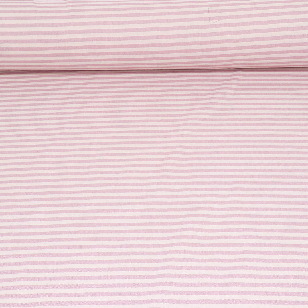 Oxford Stripe Raspberry Double Width Fabric