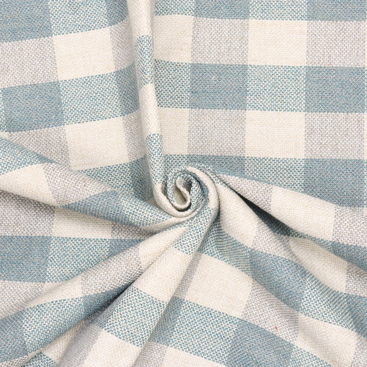 Clearance Aqua Check FR Upholstery Fabric