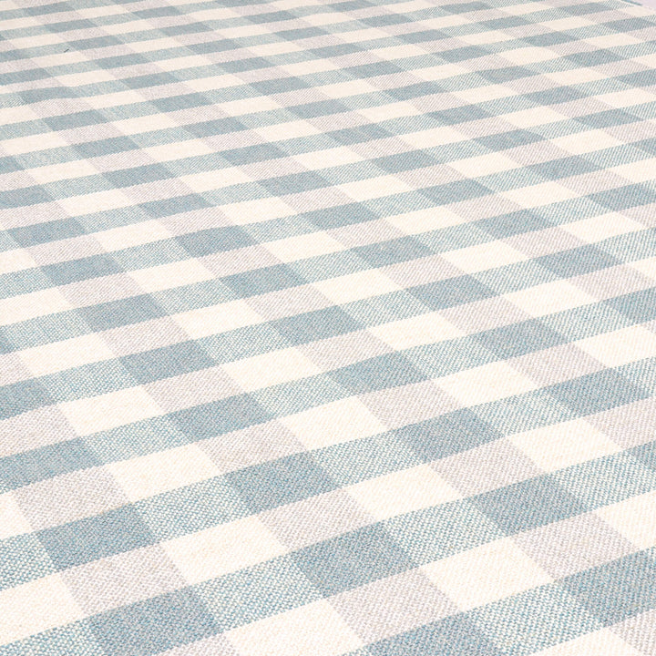 Clearance Aqua Check FR Upholstery Fabric