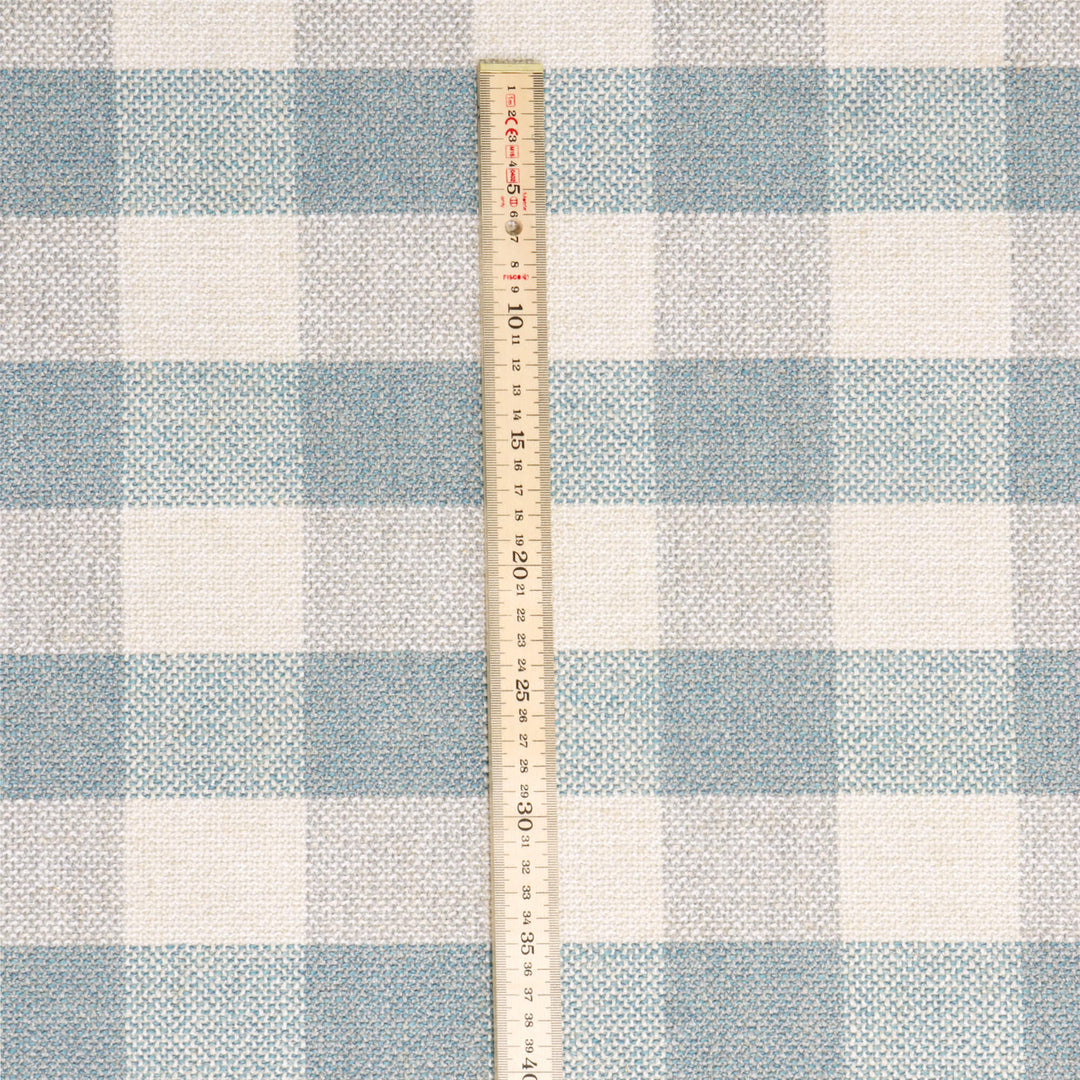 Clearance Aqua Check FR Upholstery Fabric