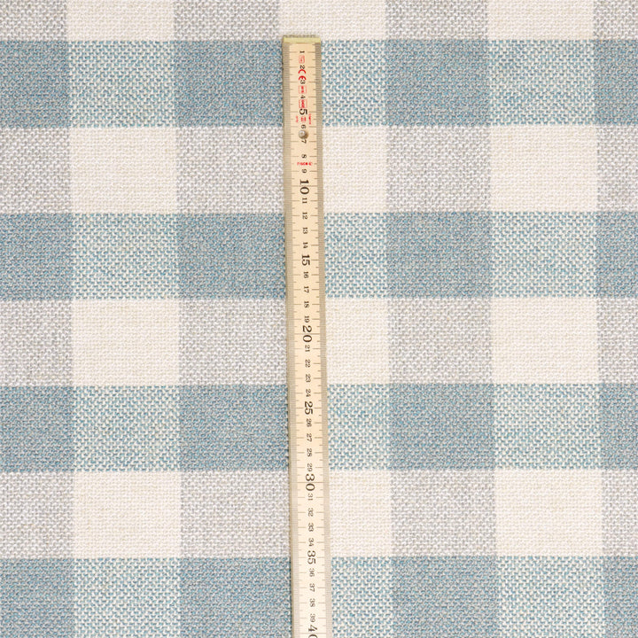 Clearance Aqua Check FR Upholstery Fabric