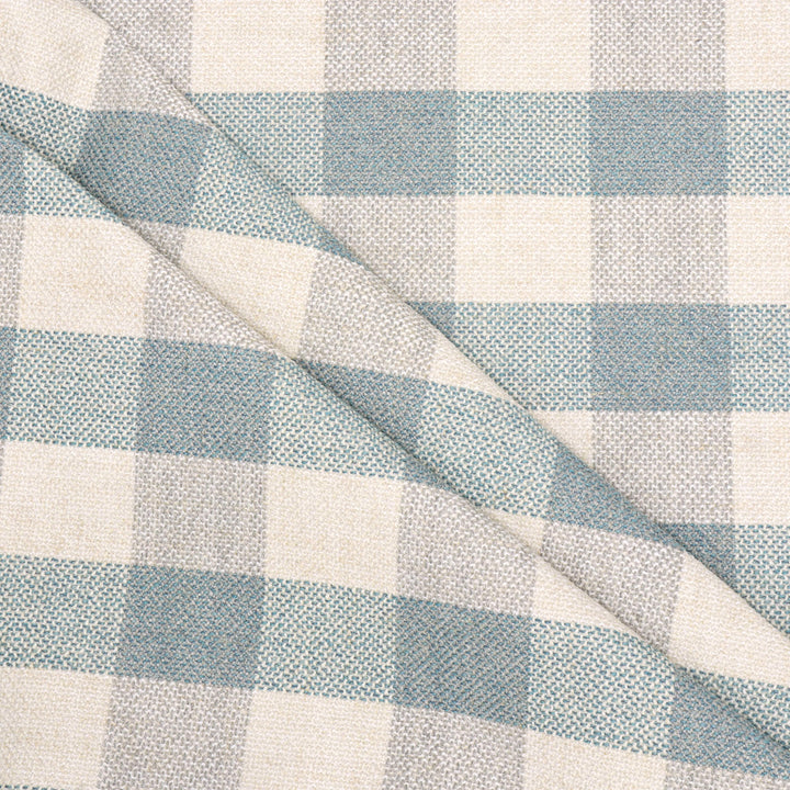 Clearance Aqua Check FR Upholstery Fabric