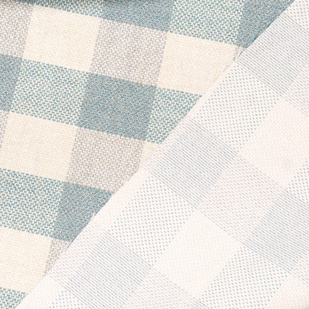 Clearance Aqua Check FR Upholstery Fabric