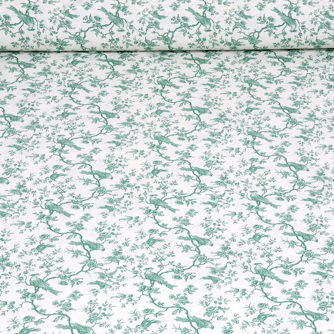 Isabelle Bird Toile Mini Green Cotton Double Width Fabric