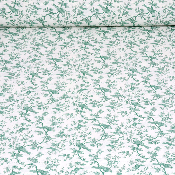 Isabelle Bird Toile Mini Green Cotton Double Width Fabric