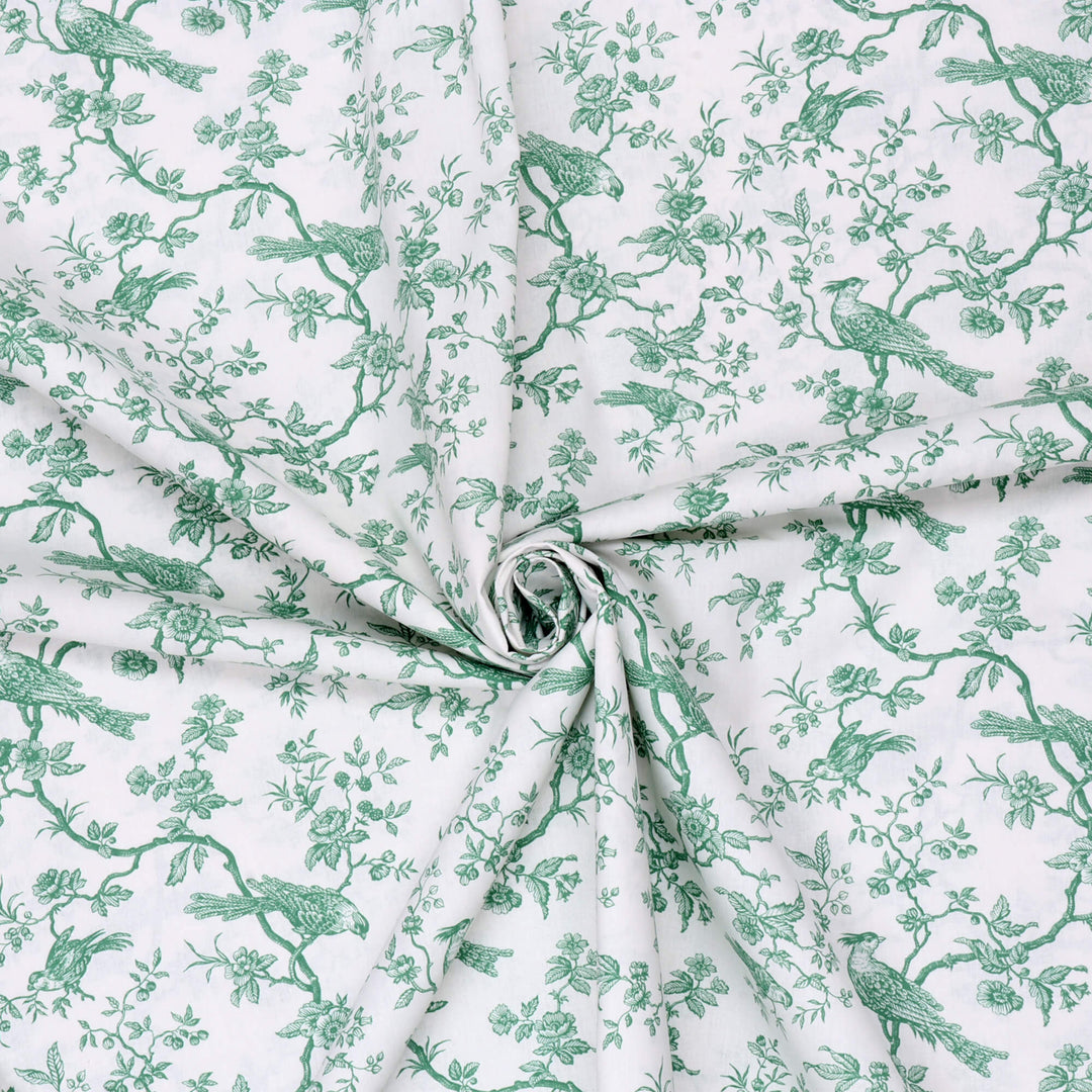 Isabelle Bird Toile Mini Green Cotton Double Width Fabric