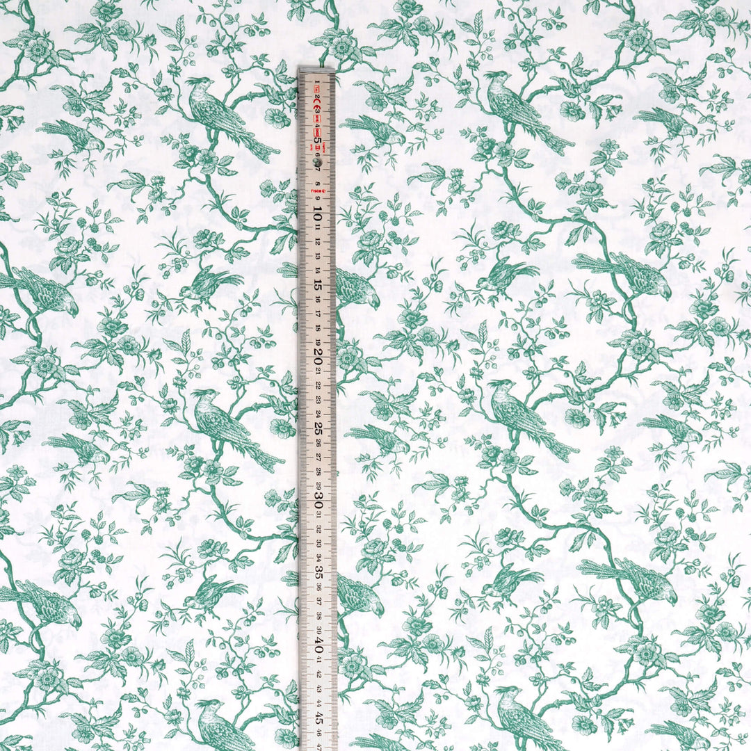 Isabelle Bird Toile Mini Green Cotton Double Width Fabric