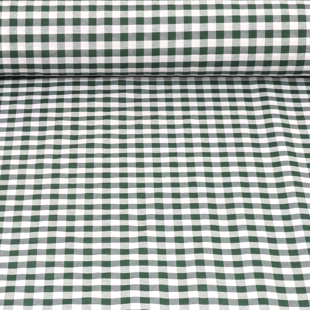 Ibiza Gingham Bottle Green Double Width Fabric