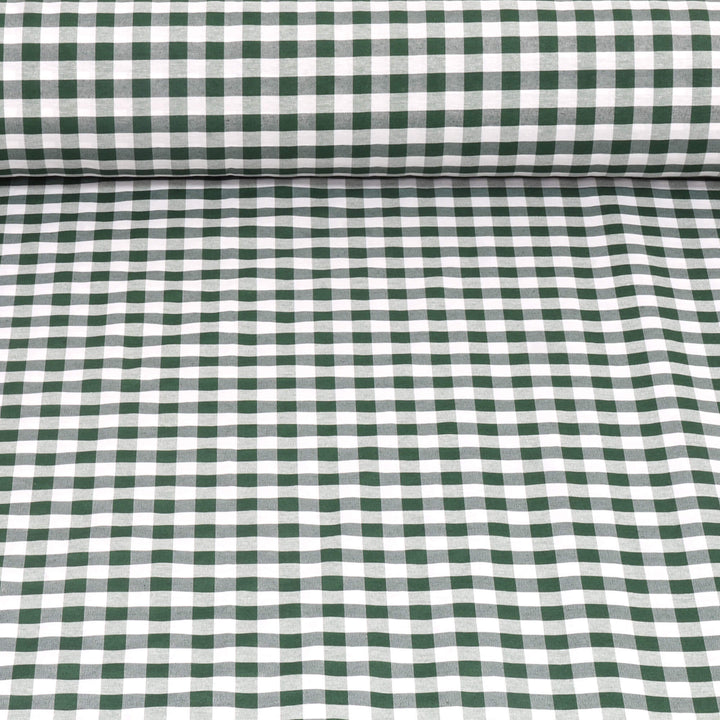 Ibiza Gingham Bottle Green Double Width Fabric