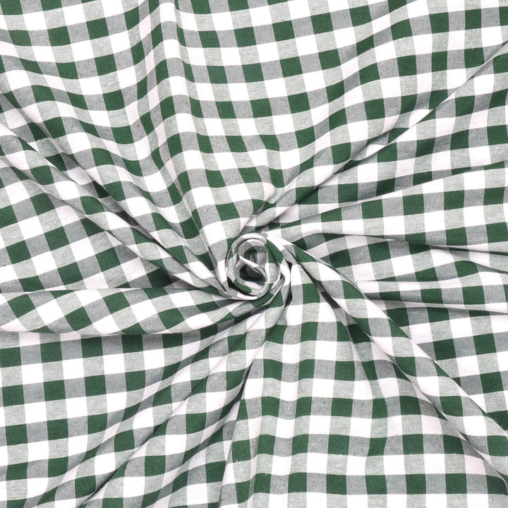 Ibiza Gingham Bottle Green Double Width Fabric