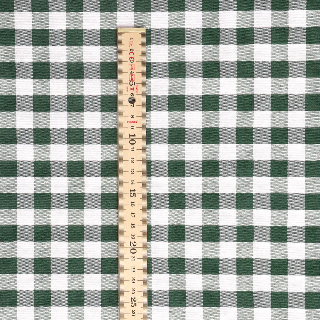 Ibiza Gingham Bottle Green Double Width Fabric