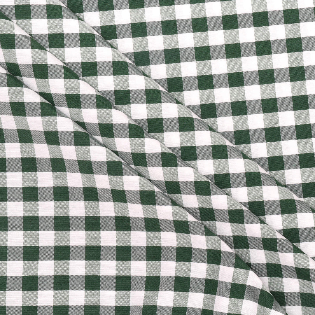 Ibiza Gingham Bottle Green Double Width Fabric